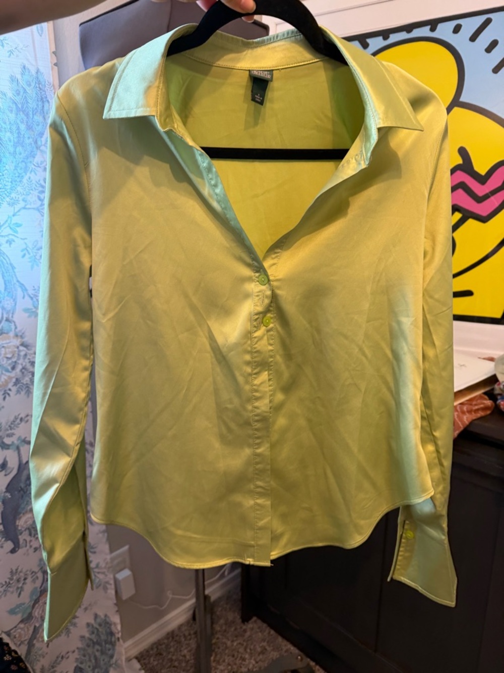 wild fable Lime Green Button-Front Shirt